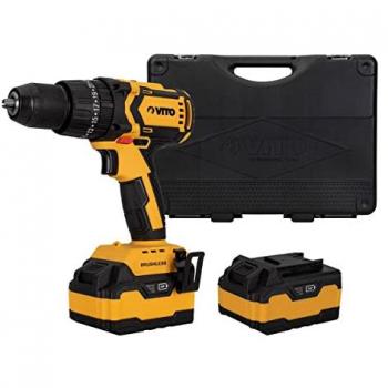 Taladro Inalámbrico VITO 20V con 2 Baterías de Litio 4Ah, Cargador Rápido y Kit de Accesorios