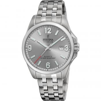 Reloj de Hombre Festina F20696/2 Titanium Analógico con Calendario, Correa de Titanio en Color Gris