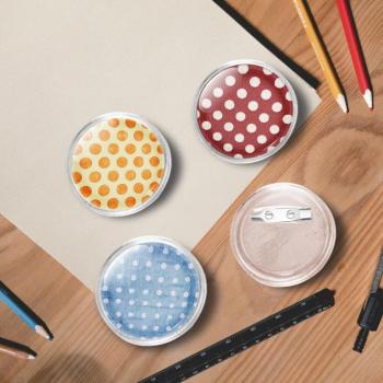 Kit de chapas con alfiler 100 juegos acrílico 37 mm