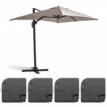 Parasol Desplazado 2x3 m con 4 Losas de Aluminio Color Topo