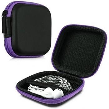 kwmobile Estuche rígido para In-Ear auriculares en violeta - Estuche de alta calidad para tus auriculares