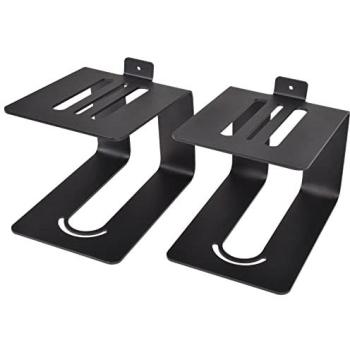 QTX Solid Metal Elevated Desktop Speaker Stands - Pair - Black