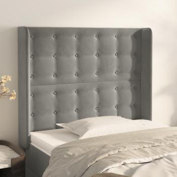 Cabecero con orejas de terciopelo gris claro 103x16x118/128 cm Vidaxl