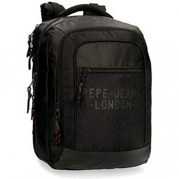 Pepe Jeans Bromley Mochila Doble Compartimento para Portátil 15,6 Negro 31x47x11 cms Poliéster 1.6L