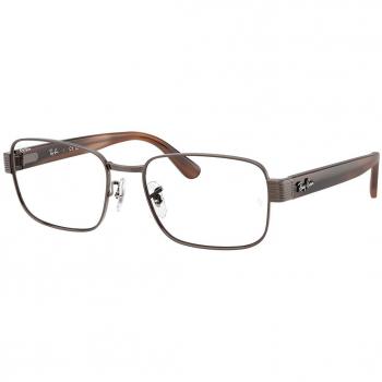 Ray-Ban RX6529 3182 Unisex Brown Metal Eyeglasses with Transparent Pillow Frame - Size 54