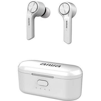 AIWA ESP-350WT: Auriculares Inalámbricos Bluetooth TWS con Estuche de Carga de Color Blanco, Calidad Hyperbass, pequeños y compactos