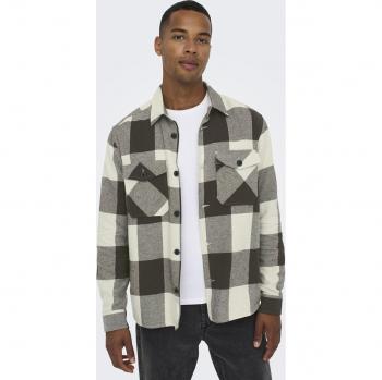 Sobrecamisa de hombre de cuadros Only & Sons Milo - Regular fit, color Seal Brown