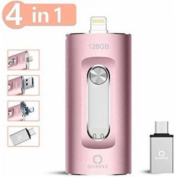 Memoria USB 128 GB 4 en 1 Pendrive para iPhone iPad Android Computadoras Laptops Flash Drive USB 3.0 Expansión de Memoria Memory Stick