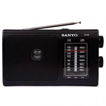 Radio Sanyo KS-109 Negro con sintonizador AM/FM, color negro y función de encendido con red eléctrica o pilas