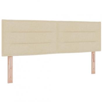 Cabecera LED Diseño de Líneas Crema 160 cm Tela con Iluminación Moderna