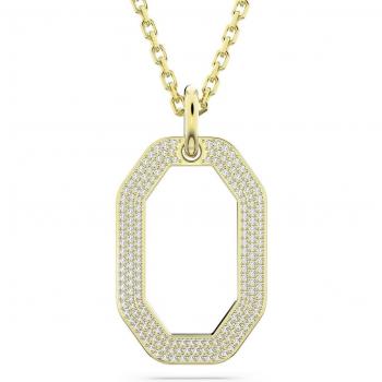 Swarovski Dextera Gold Octagonal Pendant Necklace with Pavé Crystals - 49.5cm