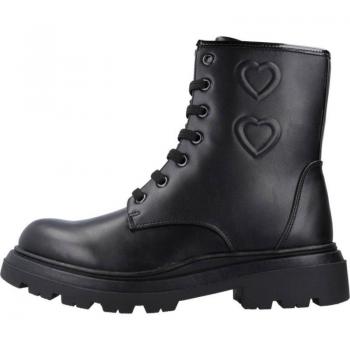 Botas Niña Asso AG15703, color negro, diseño moderno, material sintético, suela antideslizante, cierre con cordones