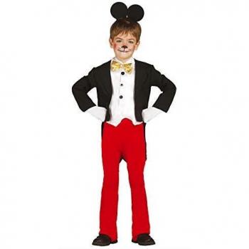 Disfraz Completo de Ratón Mickey para Niño de 7 a 9 Años con Diadema, Chaqueta, Camisa, Pajarita y Pantalones