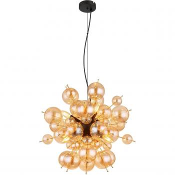 Lámpara colgante Udo de cristal ámbar, Ø 55 cm