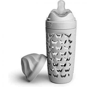 Herobility Eco - Biberón de Cristal, 320 ml, Gris