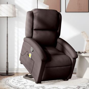 Silla de masaje reclinable de tela marrón oscuro Vidaxl