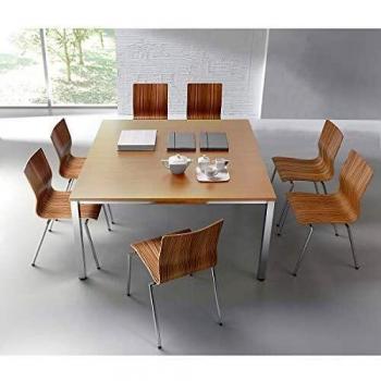 Mesa de Reuniones Cuadrada 720 x 1400 x 1400 mm con Acabado en Decoración de Haya