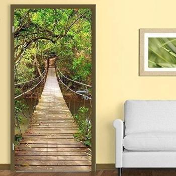 Walplus QW-3HP9-7HIF - Mural para puerta, diseño Pasadizo de la Jungla