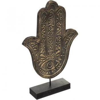 Mano de Fátima decorativa de madera y metal 24x9x37cm