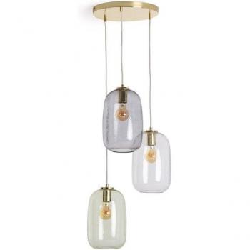 Lámpara Colgante Cristal Vintage con Tulipas Ahumadas