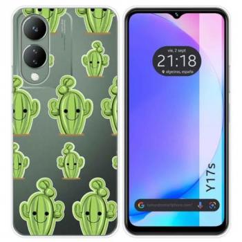 Funda Silicona Transparente Cactus para Vivo Y17s con Diseño de Dibujos