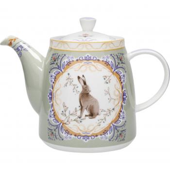 Tetera en forma de campana con infusor para té suelto de 1 L, liebre blanca