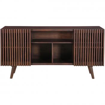Aparador de madera maciza de mango oscuro con 2 puertas correderas 140 cm ALBA