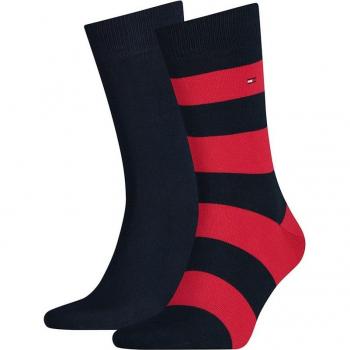Calcetines Tommy Hilfiger - Pack de 2 pares Rugby Sock, azul marino y rojo