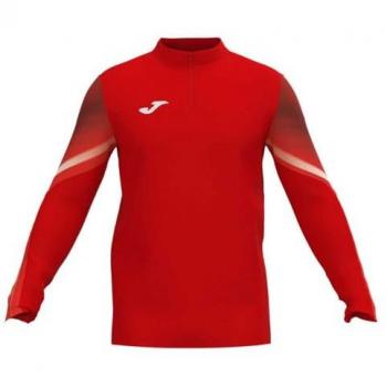 Sudadera de running Joma Elite XI mujer rojo blanco con media cremallera, talla S