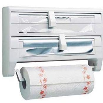PORTARROLLO COCINA TRIPLE CON CUCHILLAS BERNAR BLANCO 7/511 PLASTICO