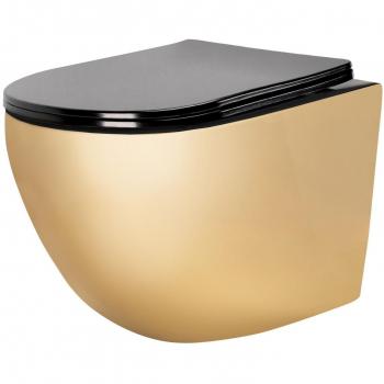 Inodoro WC Rea Carlo Mini Flat Oro/Negro