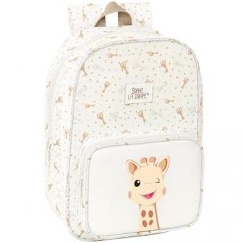 Mochila Infantil Sophie la Girafe Beige, 20 x 28 x 8 cm, reciclada, repelente al agua, con asas, fácil limpieza, cómoda y versátil, calidad y resistencia