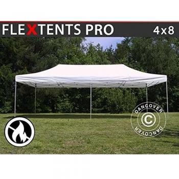 Carpa Plegable Rápida FleXtents Pro 4x8m Blanca, Ignífuga y Resistente al Agua