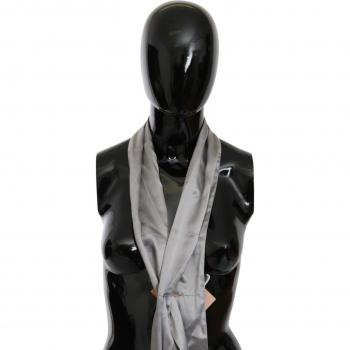 Metallic Silver Silk Neck Wrap Shawl Scarf