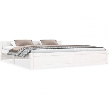 Estructura de cama de madera maciza blanca Super King 180x200 cm
