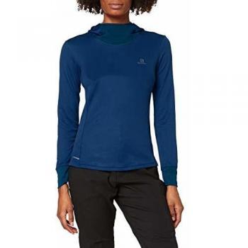 SALOMON Agile LS Hoodie W Sudadera Deportiva, Poliéster, Mujer, Azul