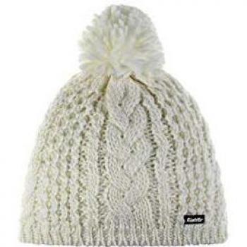 Gorro Beanie Eisbär Afra Pompon - Unisex, Talla Única, Color Blanco, con Interior Aislante y Diseño de Trenzas