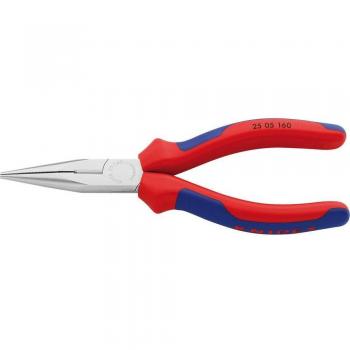 Alicate para montaje KNIPEX 25 05 160, alicate de boca semirredonda, longitud de 160 mm, fabricado en acero al cromo vanadio, acabado pulido, mangos con recubrimiento ant