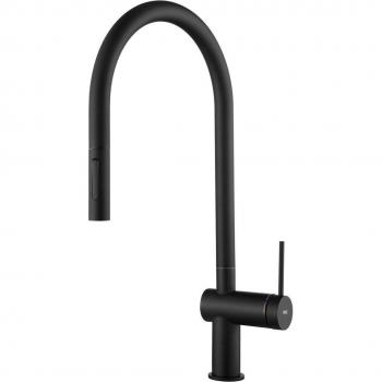 Grifo de cocina monomando con caño extraíble Berna GCE026 en color negro mate