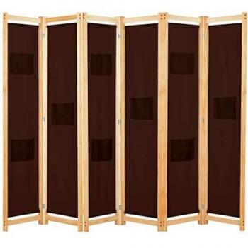SengentoStyle Kamerscherm met 6 panelen 240x170x4 cm stof bruin