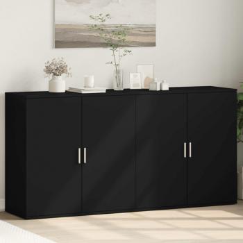 Aparadores de madera multicapa en negro, 2 piezas, dimensiones 79x38x80 cm