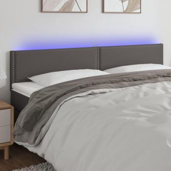 Cabecero LED Cuero Sintético Gris 200x5x78/88 cm