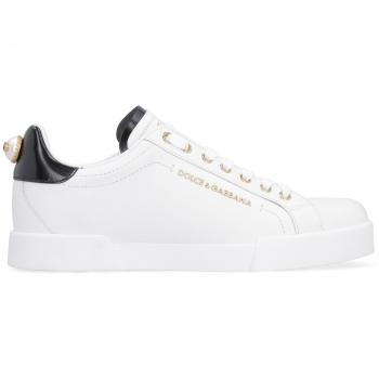 Dolce & Gabbana Women's Gold Low Sneakers in White | Size 38.5 | CK1602AH506