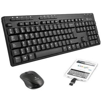 Kit Inalámbrico NGS Epsilon: Teclado + Ratón con Nano Receptor USB, Conector OTG y 800/1600 DPI - Compatible con Ordenadores y Dispositivos Móviles