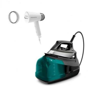 Centro de Planchado Rowenta DG8627F0 con Cepillo de Vapor DR1021 - 2400W, Suela Microsteam 400 HD, Vapor Vertical