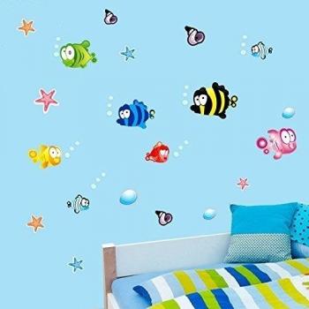 Pegatina de pared adhesiva peces tropicales