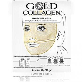 Gold Collagen Hydrogel Mask|Set of 4 Masks|#1 Liquid Collagen Brand|Pearl Extract, Hyaluronic Acid, Glycerin & Botanical Complex|Clinically Proven for Improved Skin Hydration & Radiance