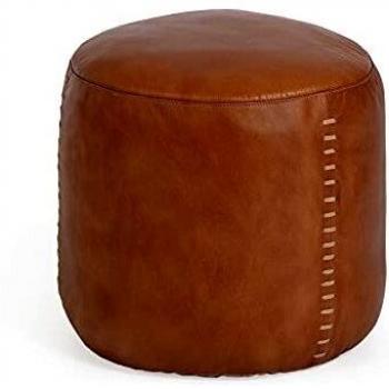 Kave Home - Puf Redondo Cesia Piel de búfalo marrón Ø 40 cm