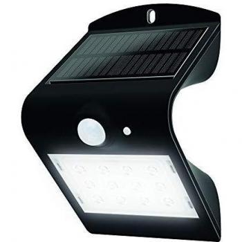 Luceco Aplique de Pared Solares 200 Lumen, Lámpara Negro con Sensor de Movimiento, iluminación Solar para Exterior, Jardin, Terraza, Patio