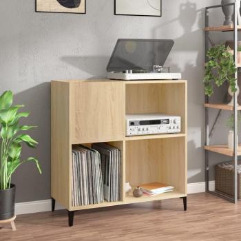 Soporte de disco móvil Sonoma Oak 84,5x38x89 cm Madera multicapa Marrón